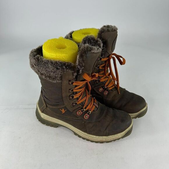 Santana Canada Maldine Winter Boots US 9 Womens Fur Trim Brown Lace-Up Boot - Picture 3 of 15